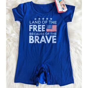 Patpat 4th of July Land of the Free Because of the Brave Onesie Sz 3-6m New